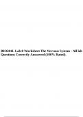BIO201L Lab 8 Worksheet The Nervous System - All lab Questions Correctly Answered (100% Rated).