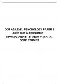 0CR GCE AS LEVEL PSYCHOLOGY PAPER 2  JUNE 2022 MARK SHEME PSYCHOLOGICAL THEMES THROUGH CORE STUDIES