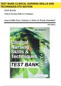 TEST BANK Clinical Nursing Skills & Techniques 9th edition Anne Griffin Perry, Patricia A. Potter & Wendy Ostendorf