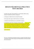 HESI FUNDAMENTALS PRACTICE TEST 2023/2024  75 Q/A