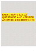 Exam 3 NURS 623 100 QUESTIONS AND VERIFIED ANSWERS 2023 COMPLETE&period;