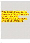WGU C255 Introduction to Geography Study Guide 160 QUESTIONS AND ANSWERS ALL CORRECT AND COMPLETE 2023.