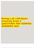 Biology Lab 1106 Baylor University Exam 3 QUESTIONS AND VERIFIED ANSWERS 2023.