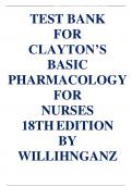 Test Bank Clayton's Basic Pharmacology for Nurses 18th Edition Test bank by Michelle Willihnganz - All Chapters | Complete Guide 2023
