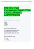 NYS Tow Truck  Endorsement Practice Test  5 100% CORRECT  ANSWERS 2023