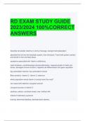 RD EXAM STUDY GUIDE  2023&sol;2024 100&percnt;CORRECT  ANSWERS