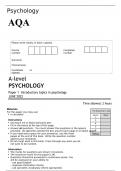 AQA A-level PSYCHOLOGY Paper 1 JUNE 2022 ACTUAL QUESTION PAPER >Introductory topics in psychology.