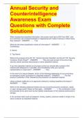 Annual Security and Counterintelligence Awareness Exam Questions with Complete Solutions 