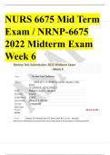 NURS 6675 Mid Term  Exam / NRNP-6675  2022 Midterm Exam  Week 6