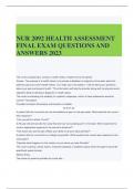 NUR 2092 HEALTH ASSESSMENT FINAL EXAM QUESTIONS AND ANSWERS 2023