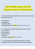 WGU D204 Data Analytics Exam 2023 Questions and Answers (Verified Answers)