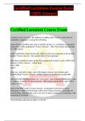 Certified Lactation Course Exam &lpar;100&percnt; Correct&rpar;