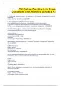 PSI Online Practice Life Exam Questions and Answers &lpar;Graded A&rpar;