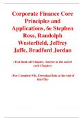 Corporate Finance Core Principles and Applications, 6e Stephen  Ross, Randolph  Westerfield, Jeffrey  Jaffe, Bradford Jordan (Test bank)
