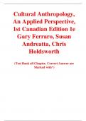 Cultural Anthropology, An Applied Perspective, 1st Canadian Edition 1e Gary Ferraro, Susan Andreatta, Chris Holdsworth (Test Bank)