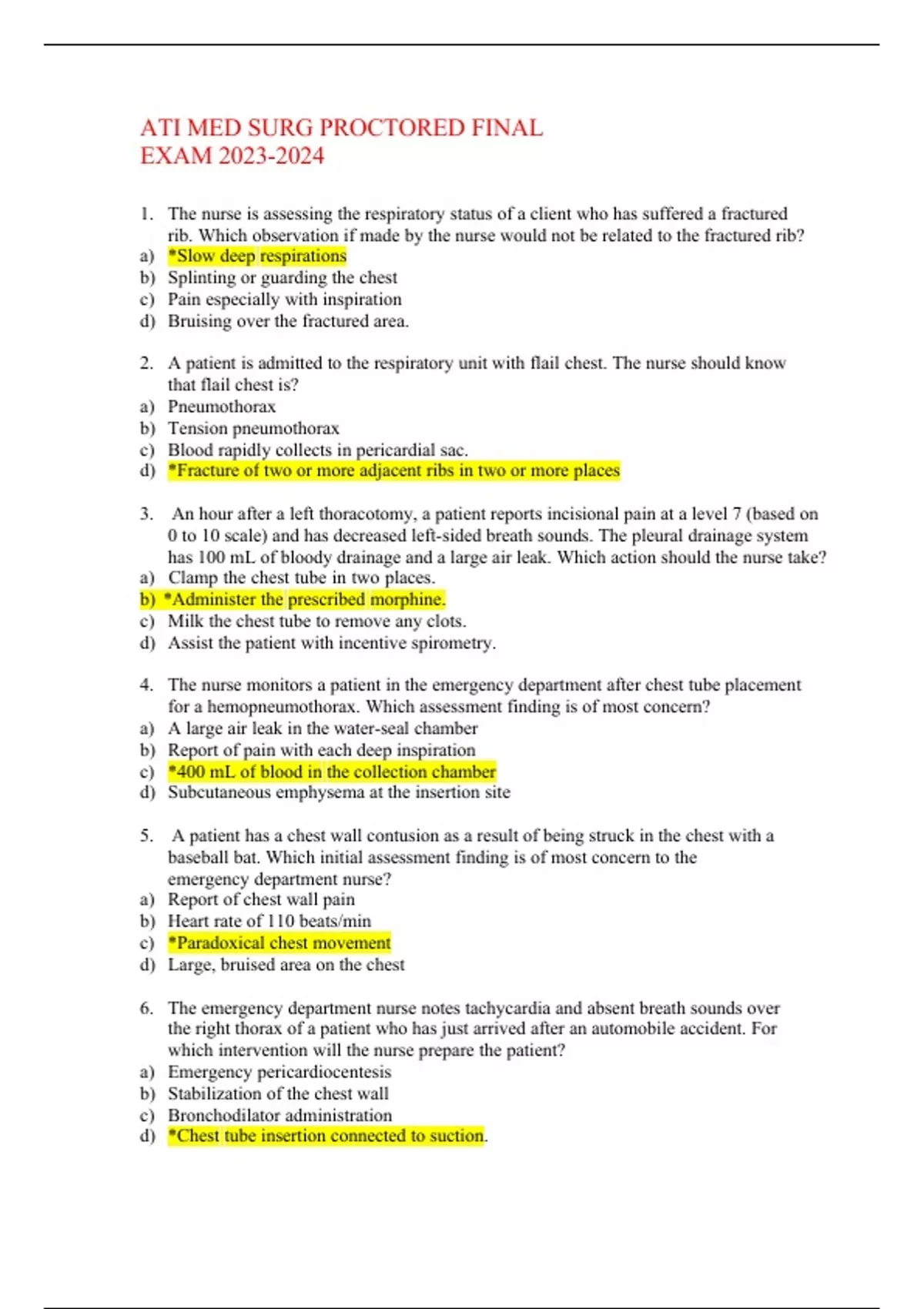 ATI MED SURG PROCTORED FINAL EXAM - ATI MED SURG - Stuvia US