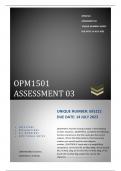 OPM1501 Assignment 03 2023 (695222) due date 14 July 2023....100% reliable solutions, explanations, workings.
