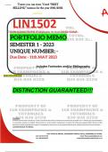 LIN1502 PORTFOLIO MEMO - MAY/JUNE 2023 -  SEMESTER 1 - UNISA (DETAILED MEMO - DISTINCTION GUARANTEED !)