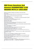 RBS Exam Questions And Answers GUARENTEED %100 GRADED WITH A+ 2023-2024