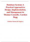Database Systems A Practical Approach to Design, Implementation, and Management 6e Thomas Connolly, Carolyn Begg (Solution Manual)