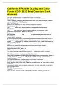 California FFA Milk Quality and Dairy Foods CDE- 2020 Test Question Bank Answers