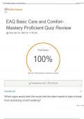EAQ Basic Care and Comfort- Mastery Proficient Quiz Review