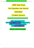 AHIP ,Final ,Exam ,Test ,Questions ,and Answers ,(2023/2024) ,(Verified ,Answers)  PERFECT RESOURCE FOR REVISION