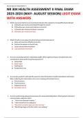 NR 304 HEALTH ASSESSMENT II FINAL EXAM 2023-2024 (MAY- AUGUST SESSION) LEGIT EXAM WITH ANSWERS