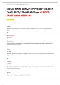 NR 507 FINAL EXAM TOP PREDICTOR APEA EXAM 2023/2024 GRADED A+ VERIFIED EXAM WITH ANSWERS (SPRING-SUMMER SESSION)