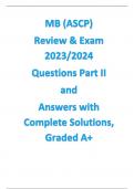 MB (ASCP) Review & Exam Questions Part II and Answers with Complete Solutions, Graded A+