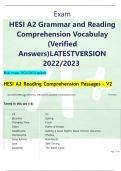 Exam HESI A2 Grammar and Reading Comprehension Vocabulay (Verified Answers)LATESTVERSION 2022/2023  Real exam 2023/2024 update   HESI A2 Reading Comprehension Passages - V2