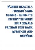 Womens Health A Primary Care Clinical Guide 5th Edition Youngkin Schadewald Pritham Test Bank Questions and Answers