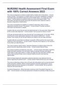 NUR2092 Health Assessment Final Examwith 100&percnt; Correct Answers 2023