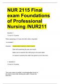 NUR 2115 Final exam Foundations of Professional Nursing /NUR211 Question 1 1.5 out of 1.5 points When assessing a 2-3 year old child, what is important to consider?