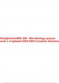 Straighterline&sol;BIO 250 - Microbiology quizzes units 1-4 Updated 2023-2024 Complete Solutions&period;