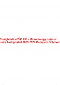 Straighterline/BIO 250 - Microbiology quizzes units 1-4 Updated 2023-2024 Complete Solutions.