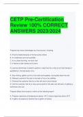 CETP Pre-Certification  Review 100% CORRECT  ANSWERS 2023/2024