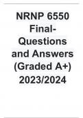 NRNP 6550 Final-Questions and Answers (Graded A)2023/2024