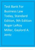 A Complete Test Bank For Business Law Today, Standard Edition, 9th Edition Roger LeRoy Miller, Gaylord A. Jentz