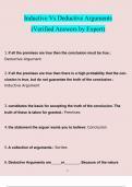 Inductive Vs Deductive Arguments&period; questions verified with 100&percnt; correct answers