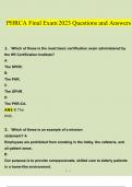 PHRCA Final Exam 2023 Questions and Answers &lbrace;Verified Answers&rcub;