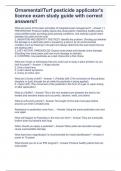 Ornamental&sol;Turf pesticide applicator's licence exam study guide with correct answers&excl;&excl;