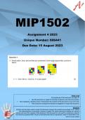 MIP1502 Assignment 4 (COMPLETE ANSWERS) 2023 (606441) - DUE 15 August 2023