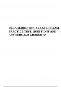 DECA MARKETING CLUSTER EXAM PRACTICE TEST, QUESTIONS AND ANSWERS 2023 GRADED A+
