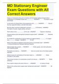 MD Stationary Engineer Exam Questions with All Correct Answers 