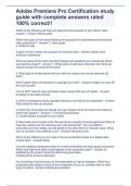 Adobe Premiere Pro Certification study guide with complete answers rated 100&percnt; correct&excl;&excl;