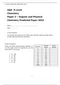 AQA  A-Level Chemistry  Paper 2 – Organic and Physical Chemistry Predicted Paper 2023 with marking scheme