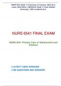 NRNP 6541 Week 11 Final Exam (3 Versions, 300 Q & A,  Latest-2023/2024) / NRNP6541 Week 11 Final: Walden  University | 100% Verified Q & A