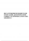DECA ENTREPRENEURSHIP EXAM STUDY GUIDE (QUESTIONS WITH CORRECT ANSWERS) LATEST 2023 GRADED A+