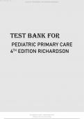 TEST BANK FOR PEDIATRIC PRIMARY CARE 4TH EDITION 2024 LATEST UPDATE BY RICHARDSON.